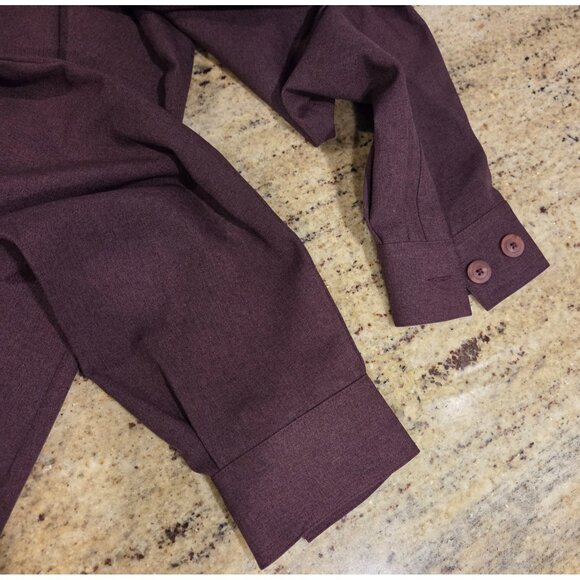 LL Bean Traveler Shirt Dress Button Midi Size L Purple QX92 - Picture 12 of 16